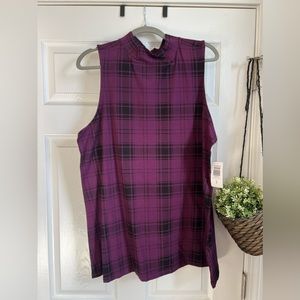 Torrid foxy mock neck tank in purple plaid 4X